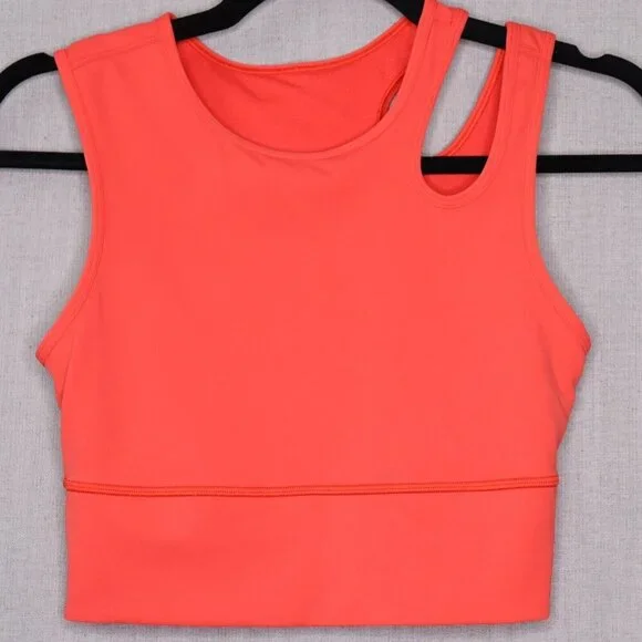 LULULEMON Mastered Motion Long Line Tank Top Size 4 Coral Red *No Removable Pads - Picture 3 of 12